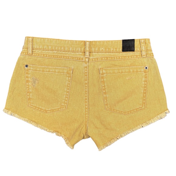 RVCA Low Rise Relaxed Jean Shorts Mustard Yellow - Picture 2 of 4